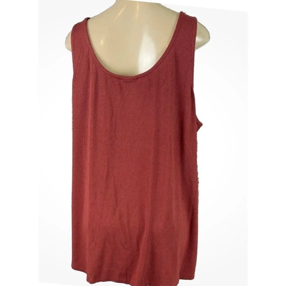 Torrid 6X Madder Brown Ribbed Hook & Eye Scoop Neckline Tank Top Stretch Knit